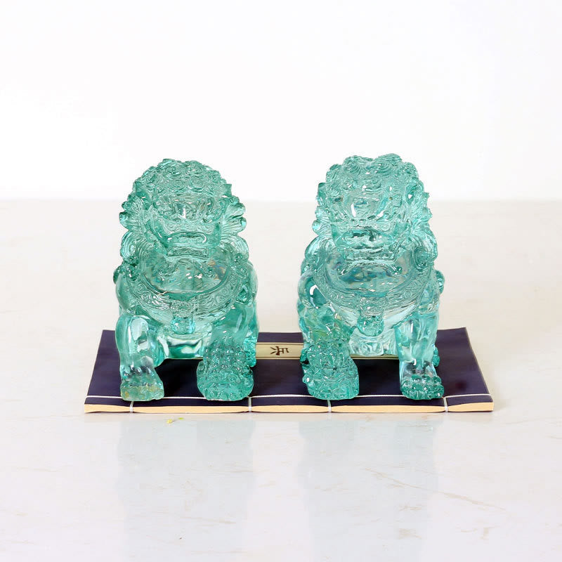 Nimara Ritual 2Pcs Lion Statue Courage Strength Resin Home Office Decoration