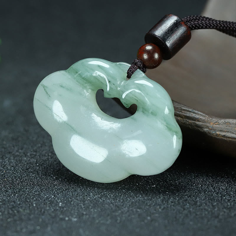 Nimara Ritual Tianshan Jade Golden Silk Jade Chinese Lock Charm Abundance Necklace Pendant