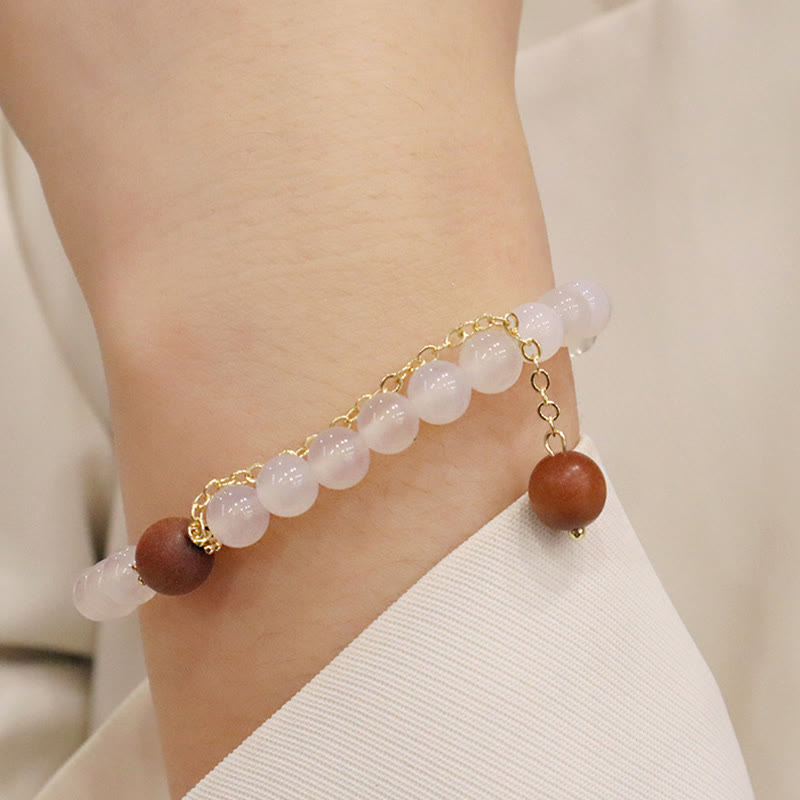 Nimara Ritual Sandalwood Cat's Eye Fu Character Charm Protection Bracelet