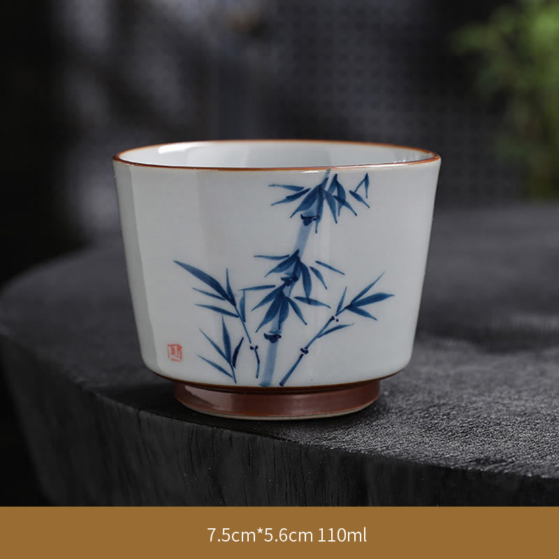 Nimara Ritual Lotus Flower Leaf Bamboo Ceramic Teacup Kung Fu Tea Cups