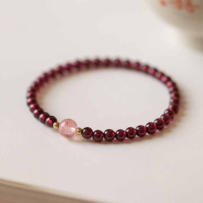 Nimara Ritual Natural Garnet Strawberry Quartz Calm Bracelet