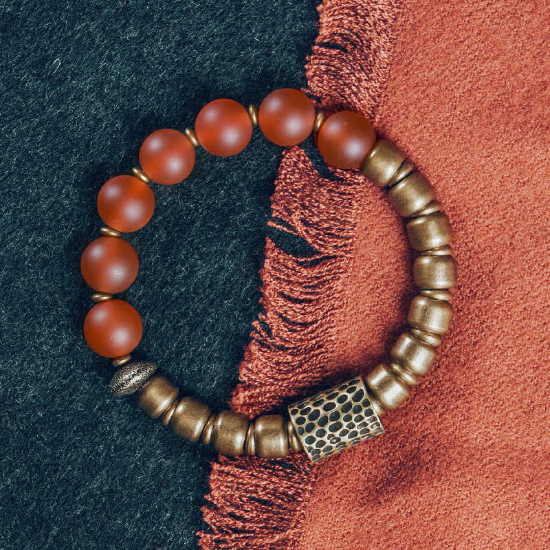 Nimara Ritual Tibetan Red Agate Green Agate Copper Confidence Fortune Bracelet