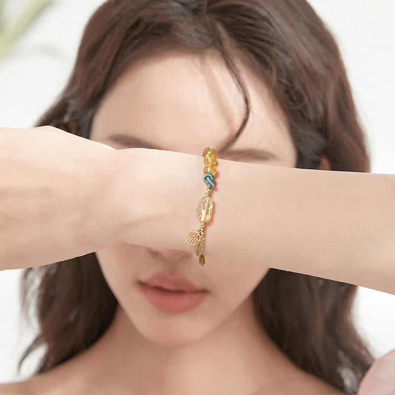 Nimara Ritual Citrine PiXiu Fu Character Prosperity String Braided Bracelet
