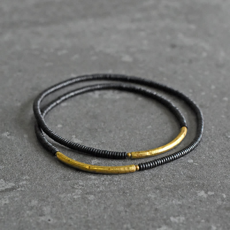 Nimara Ritual Ebony Wood Brass Copper Balance Multilayered Bracelet