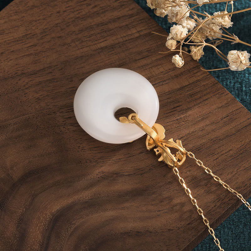 Nimara Ritual White Jade Koi Fish Wealth Prosperity Necklace Pendant