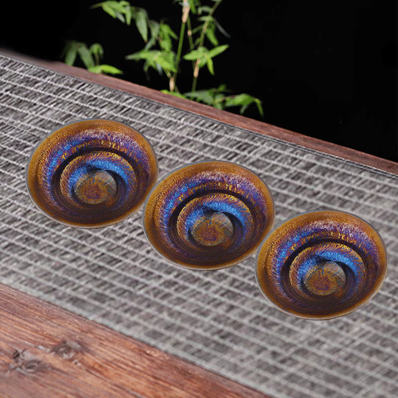 Nimara Ritual Chinese Jianzhan Colorful Milky Way Glaze Ceramic Teacup Tenmoku Kung Fu Tea Cup