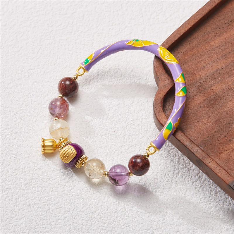 Nimara Ritual Purple Phantom Purple Jade Scripture Citrine Love Wisdom Bracelet Bangle