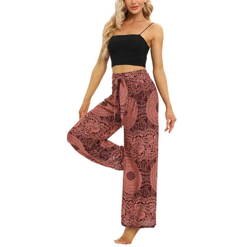 Nimara Ritual Boho Lace-up Wide Leg Pants Women's Yoga Pants