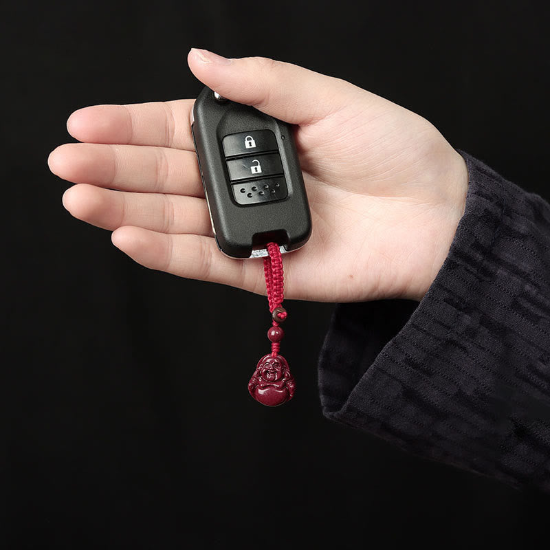Nimara Ritual Laughing Buddha Cinnabar Blessing Necklace Pendant Phone Hanging Decoration Key Chain
