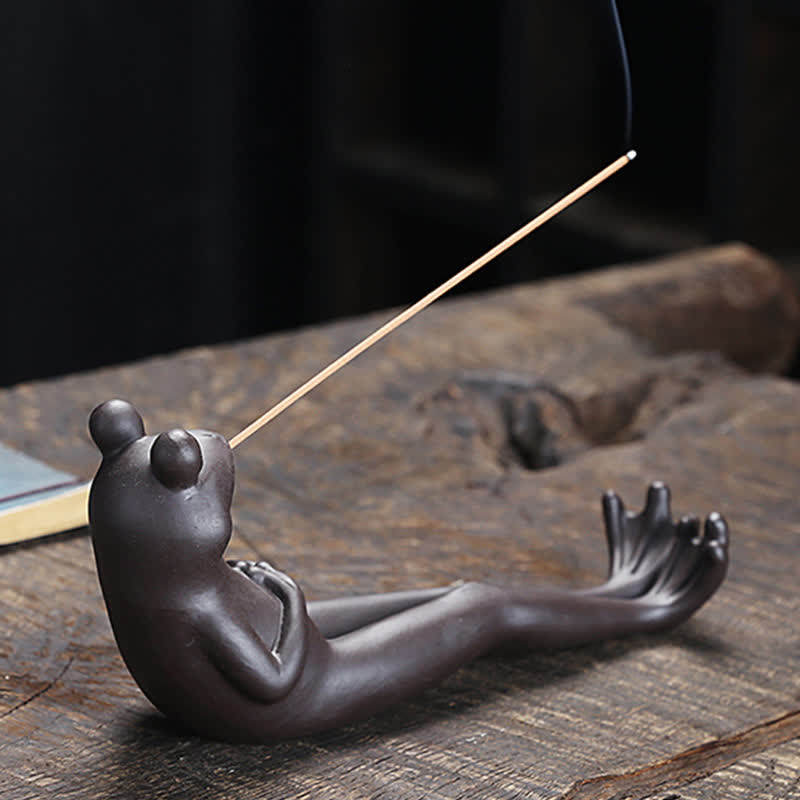 Nimara Ritual Meditation Frog Ceramic Spiritual Healing Incense Burner