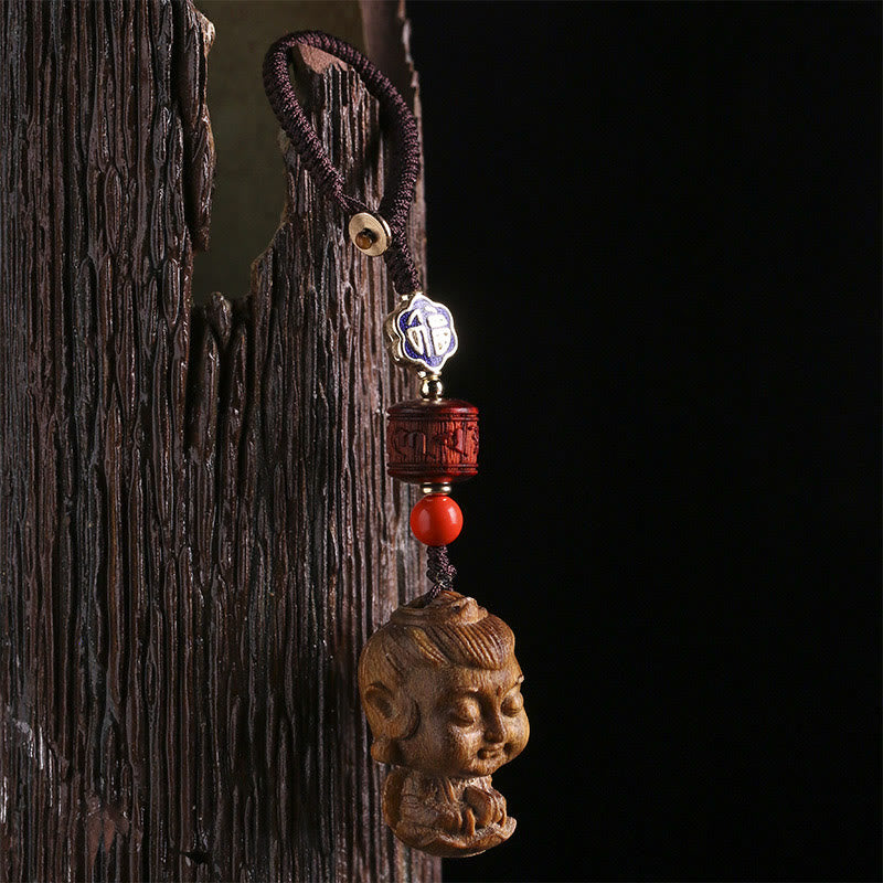 Nimara Ritual Chinese Zodiac Natal Buddha Green Sandalwood Om Mani Padme Hum Peace Key Chain