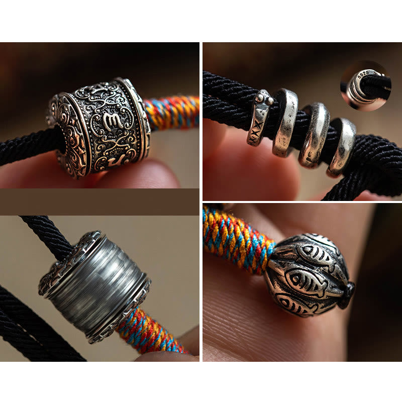 Nimara Ritual Tibetan Om Mani Padme Hum Carved Amulet Double Wrap Bracelet