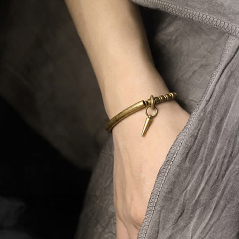 Nimara Ritual Lava Rock Stone Copper Balance Cuff Bracelet Bangle