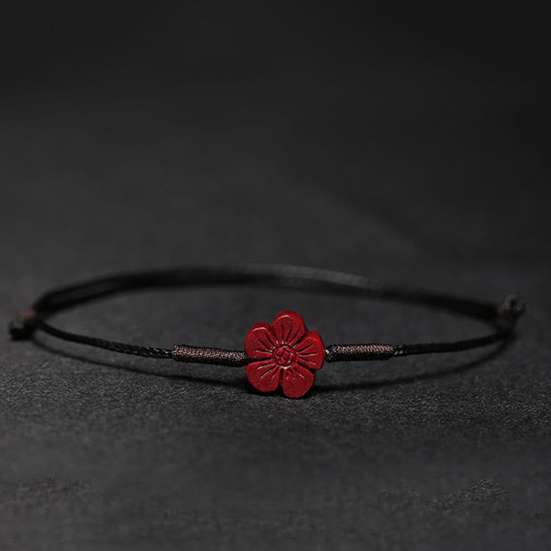 Nimara Ritual Handmade Plum Blossom Four Leaf Clover PiXiu Lotus Koi Fish Cinnabar Blessing Braid Bracelet