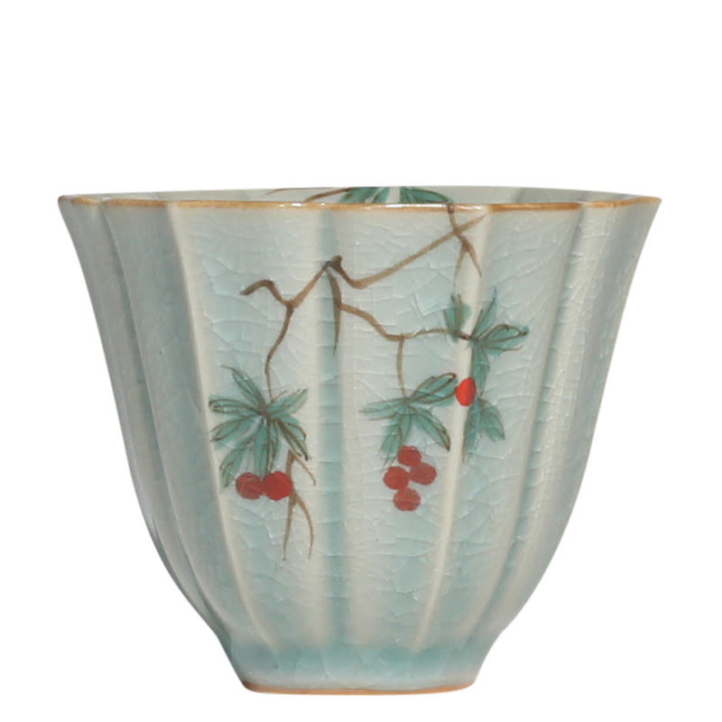 Nimara Ritual Loquat Dogwood Hawthorn Morning Glory Ceramic Teacup Kung Fu Tea Cup