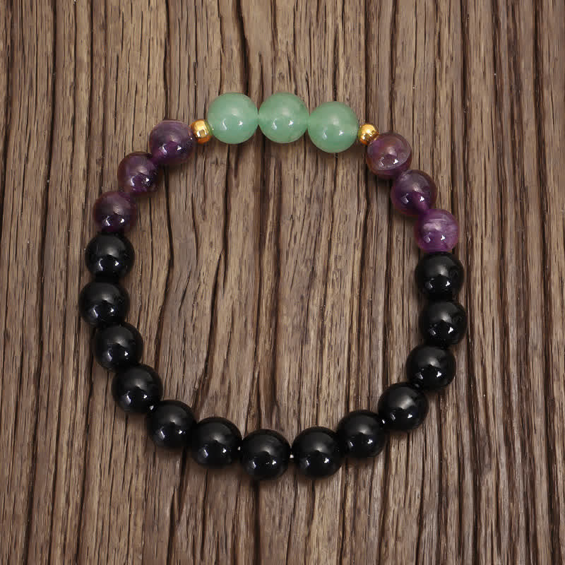 Nimara Ritual 108 Mala Beads Amethyst Green Aventurine Lotus Meditation Bracelet