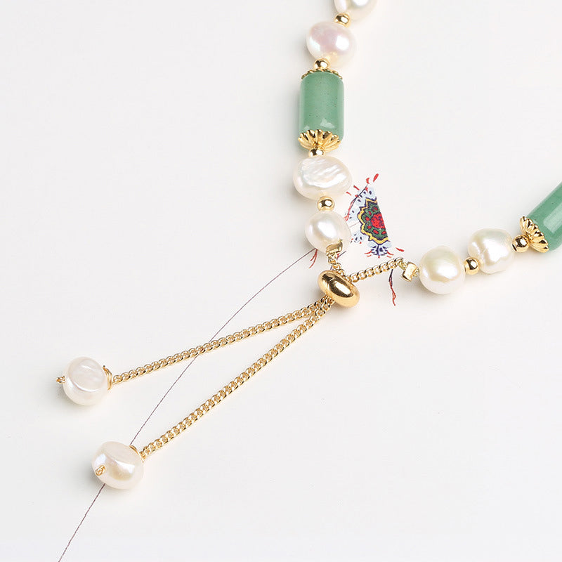 Nimara Ritual Green Aventurine Pearl Pink Crystal Bead Luck Bracelet