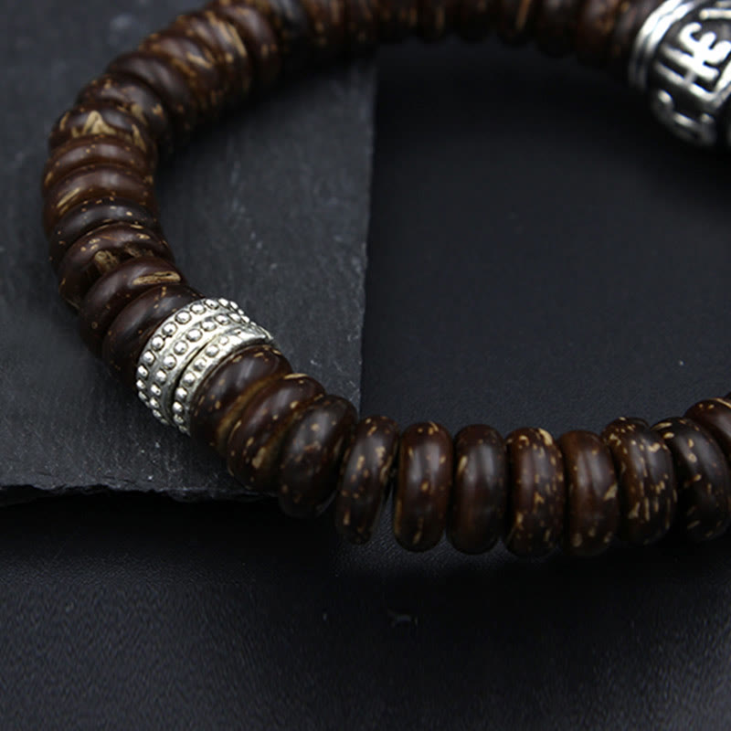Nimara Ritual Natural Tibetan Coconut Shell Om Mani Padme Hum Positive Bracelet