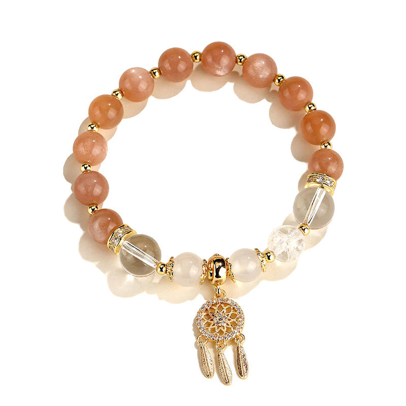 Nimara Ritual Green Strawberry Quartz Amethyst Crystal Dreamcatcher Healing Bracelet