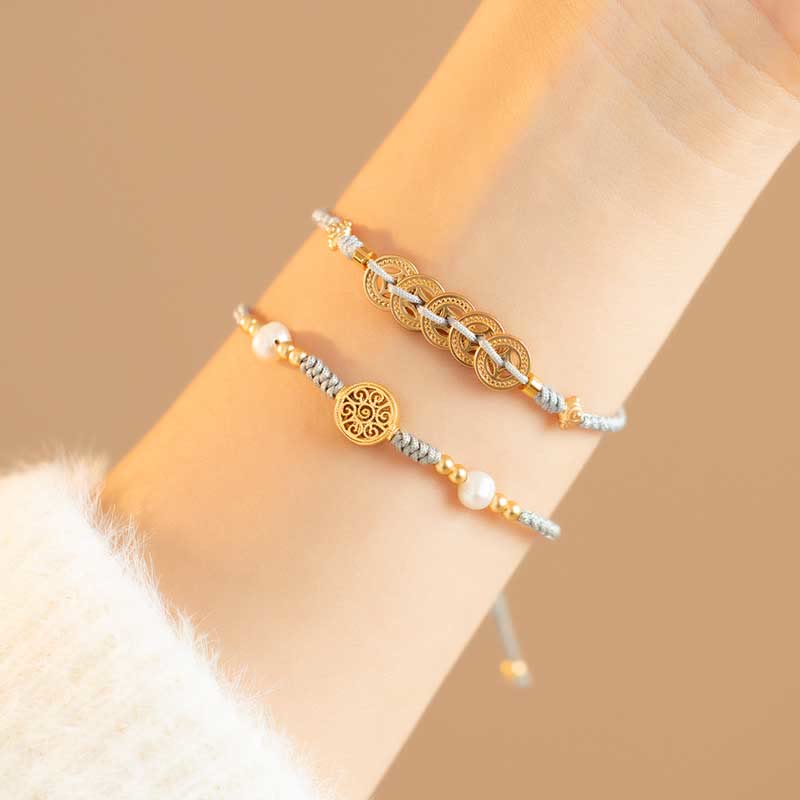 Nimara Ritual Copper Coin Fortune Tree Luck Strength Braided Bracelet