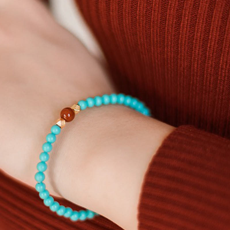 Nimara Ritual Turquoise Red Agate Beaded Protection Bracelet