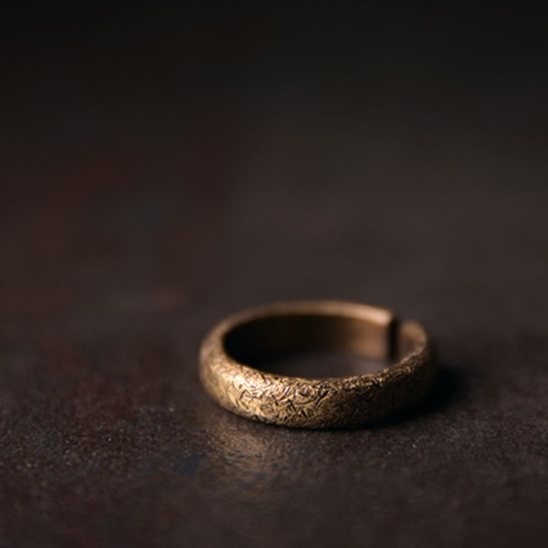 Nimara Ritual Tibetan Vintage Texture Design Copper Luck Couple Ring