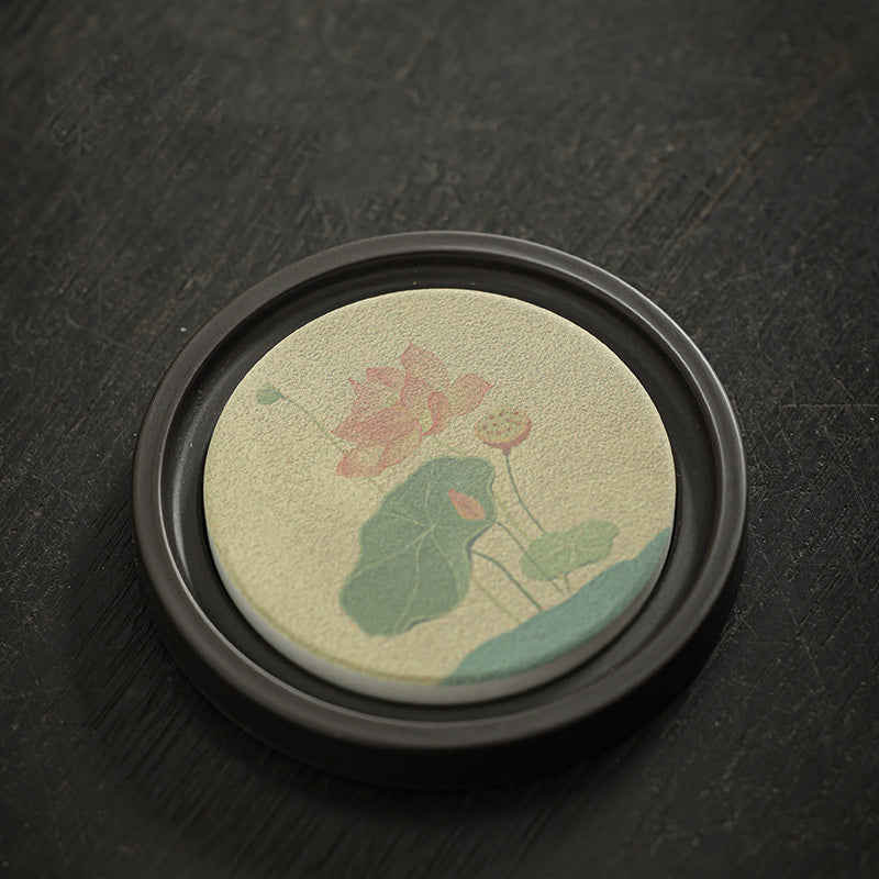 Nimara Ritual Plum Blossom Peach Heart Sutra Loquat Magnolia Persimmon Ceramic Cup Mat Pad Coaster Kung Fu Tea Mat