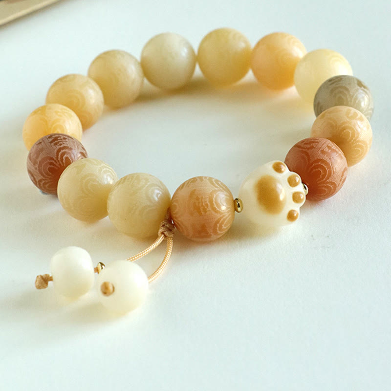 Nimara Ritual Bodhi Seed Om Mani Padme Hum Carved Harmony Bracelet