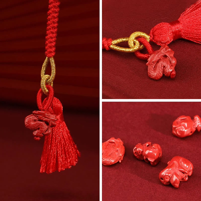 Nimara Ritual Natural Cinnabar Dragon Blessing Red String Belly Chain