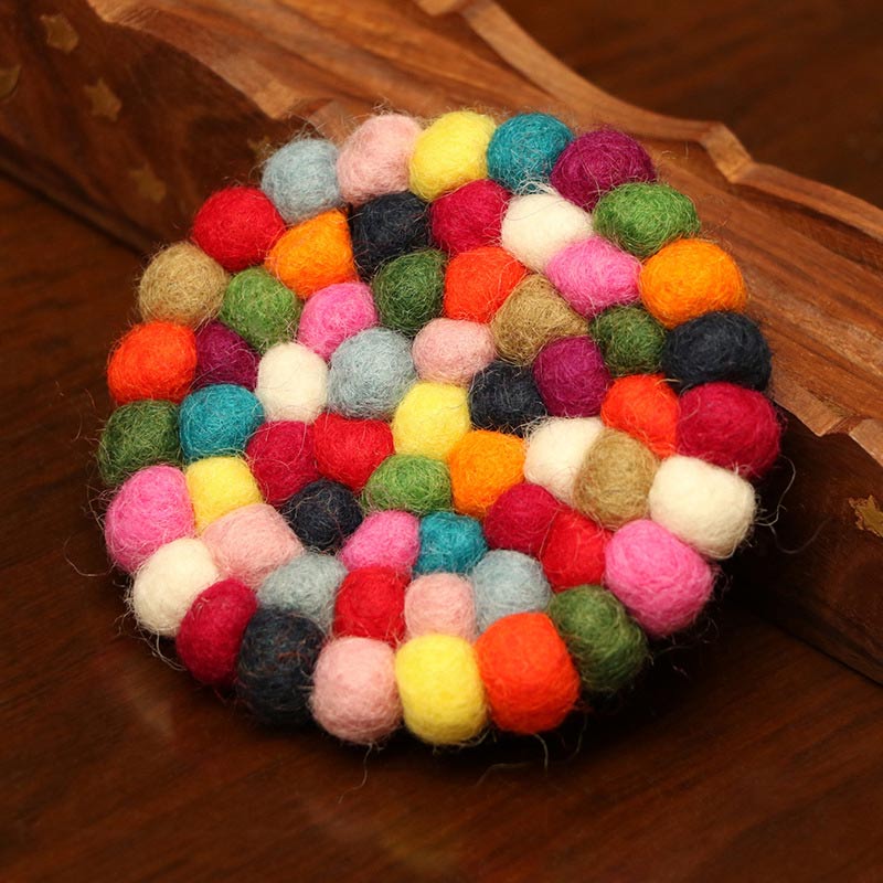 Nimara Ritual Tibetan Singing Bowl Handcraft Felted Wool Cushion Decoration