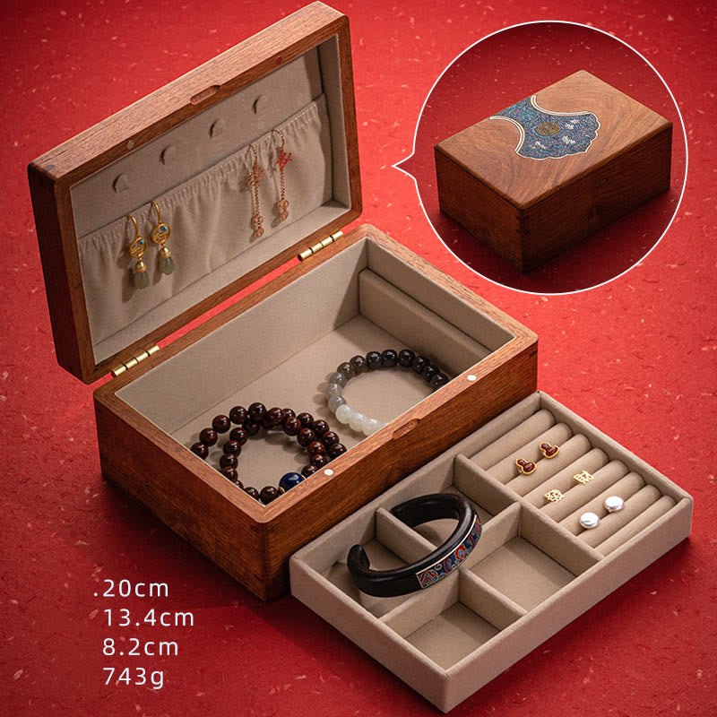 Nimara Ritual Antique Flower Leaf Handmade Rosewood Jewelry Storage Box Wooden Gift Organizer Box