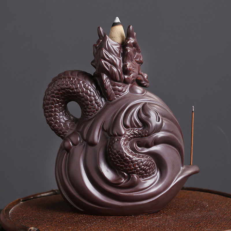 Nimara Ritual Dragon Pattern Success Ceramic Incense Burner Decoration