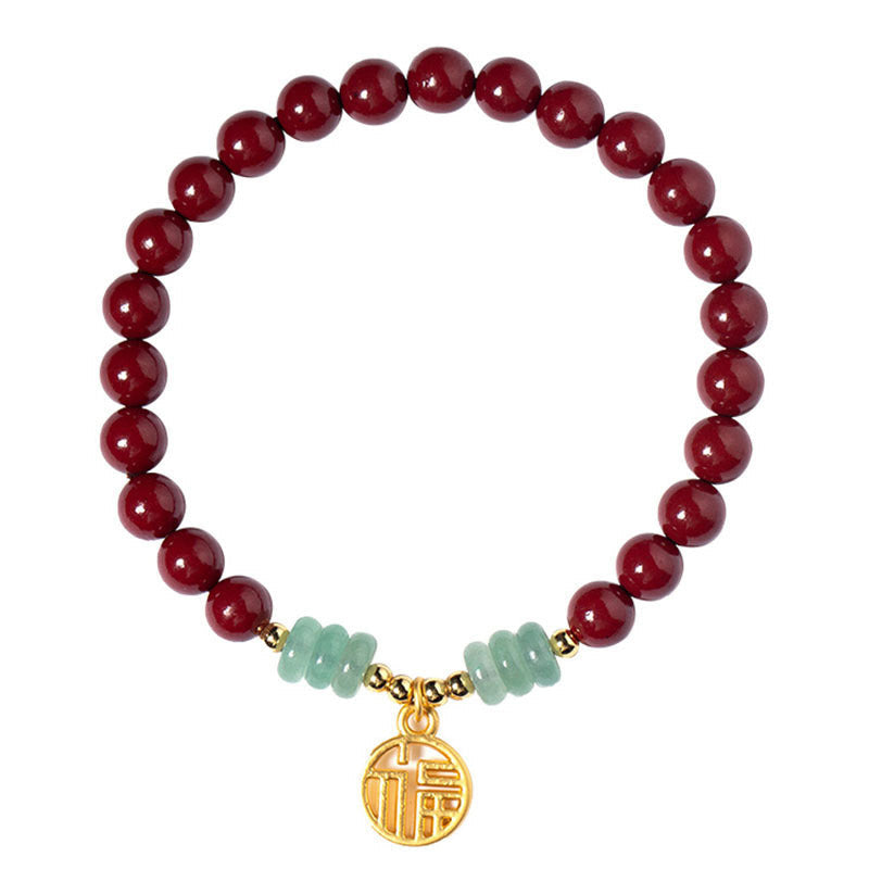 Nimara Ritual Cinnabar Green Aventurine Luck Blessing Bracelet