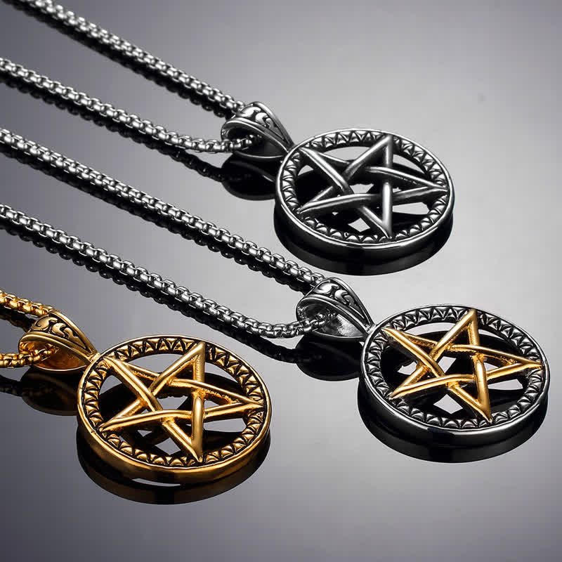 Nimara Ritual Pentagram Titanium Steel Balance Necklace Pendant
