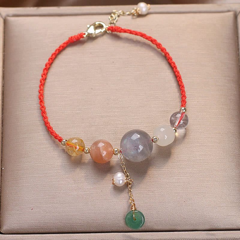 Nimara Ritual Moonstone Sunstone Beads Peace Buckle Charm Healing Bracelet