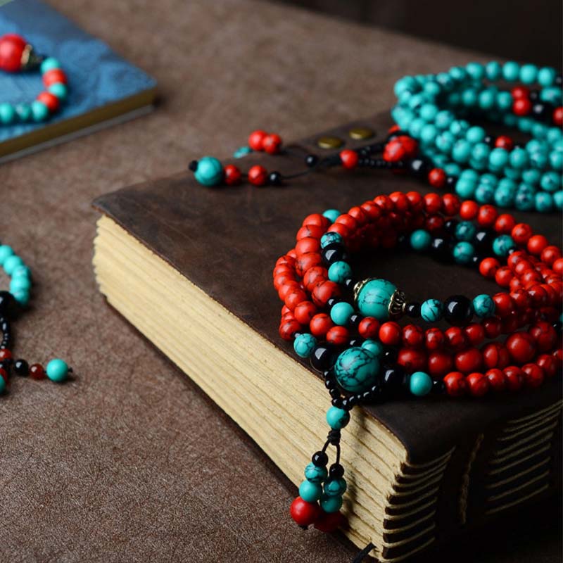 Nimara Ritual Turquoise Black Onyx Red Turquoise Bead Protection Bracelet