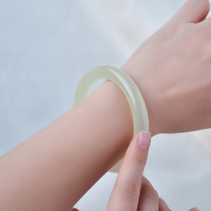 Nimara Ritual Natural Afghanistan Jade Abundance Cuff Bracelet Bangle