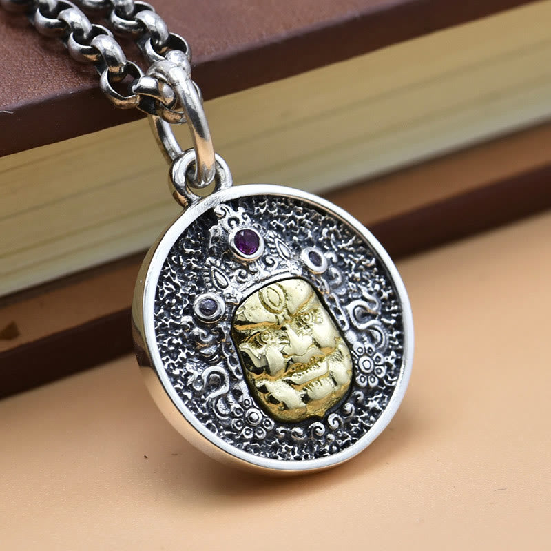 Nimara Ritual 925 Sterling Silver Zakiram Goddess of Wealth Dorje Vajra Spiritual Necklace Pendant