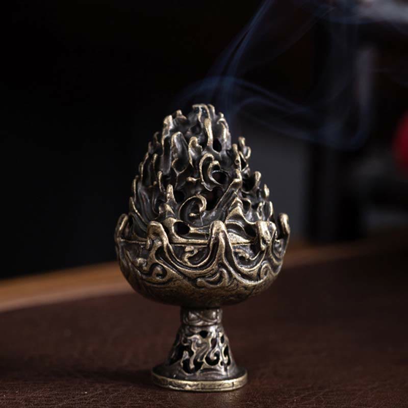 Nimara Ritual Tibetan Mini Mountain Pattern Meditation Copper Alloy Incense Burner