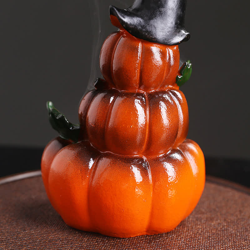 Nimara Ritual Halloween Pumpkins Ghost Resin Backflow Smoke Fountain Incense Burner Decoration