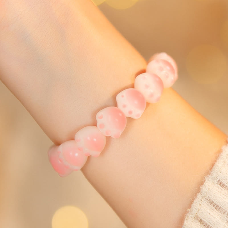 Nimara Ritual Natural Bodhi Seed Lovely Paw Lucky Cat Paw Peace Bracelet