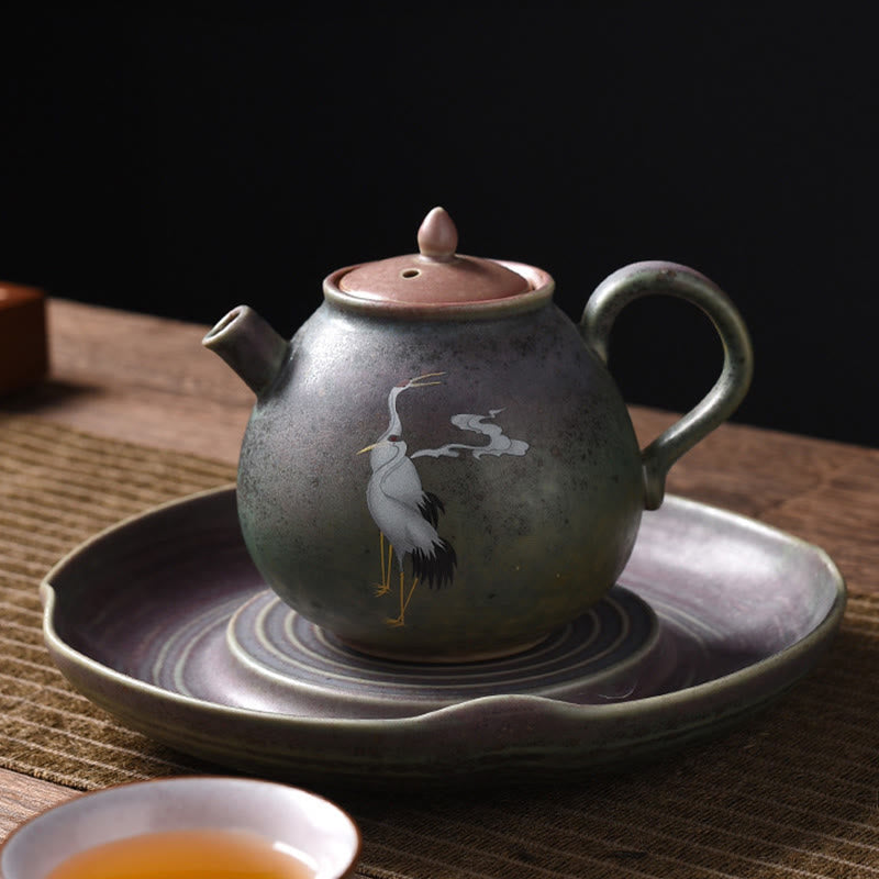 Nimara Ritual White Crane Cloud Chinese Gongfu Tea Ceramic Kung Fu Teapot
