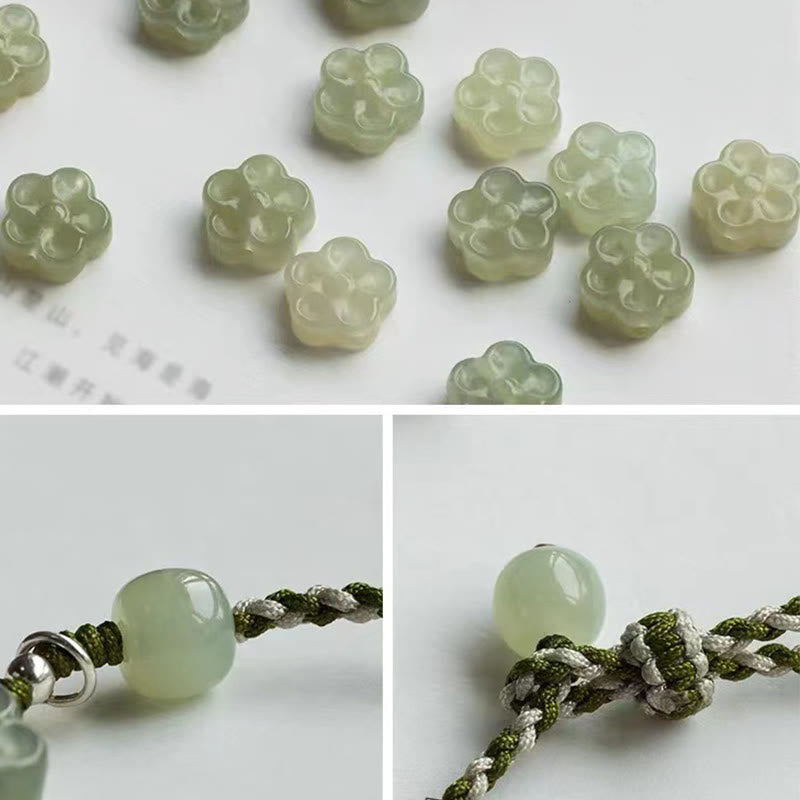 Nimara Ritual Handmade Plum Blossom Flower Jade Luck Prosperity Braided Bracelet