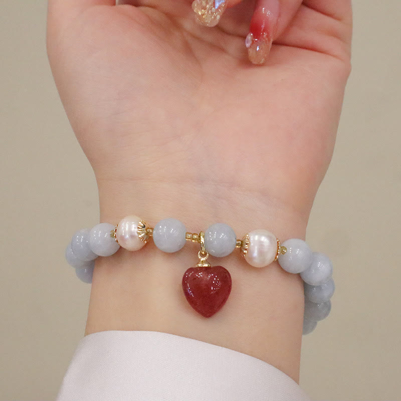 Nimara Ritual Natural Aquamarine Chalcedony Serenity Rabbit Gourd Cat Charm Bracelet