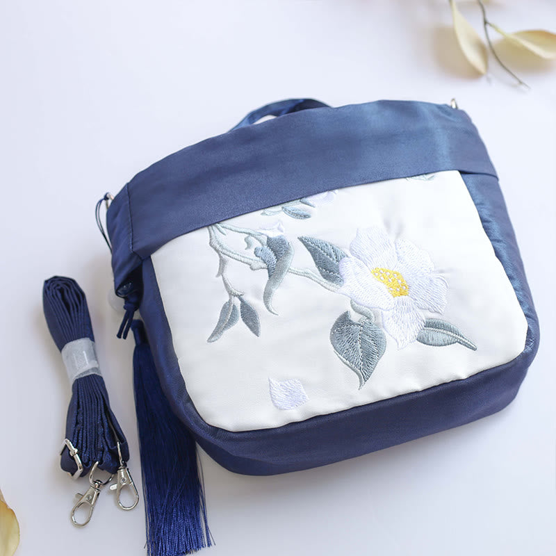 Nimara Ritual Suzhou Embroidery Camellia Magnolia Peony Lotus Silk Tote Crossbody Bag Shoulder Bag Handbag