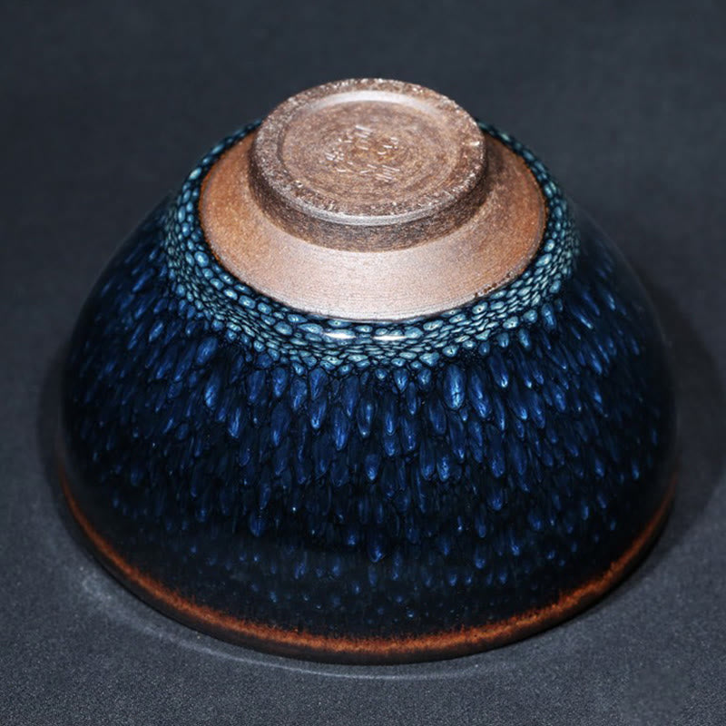 Nimara Ritual Handmade Blue Francolinus Spot Chinese Jianzhan Ceramic Teacup Kung Fu Tea Cup Bowl
