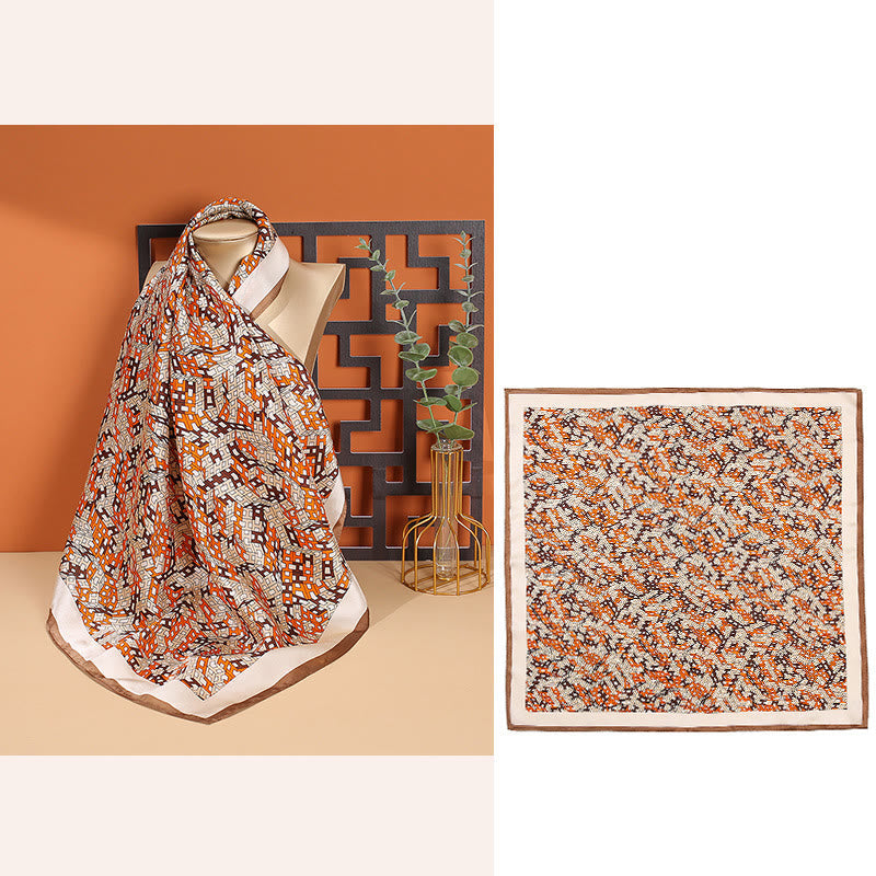 Nimara Ritual Pastoral Scene Hot Air Balloon Spring Blossom 100% Mulberry Silk Neck Hair Scarf
