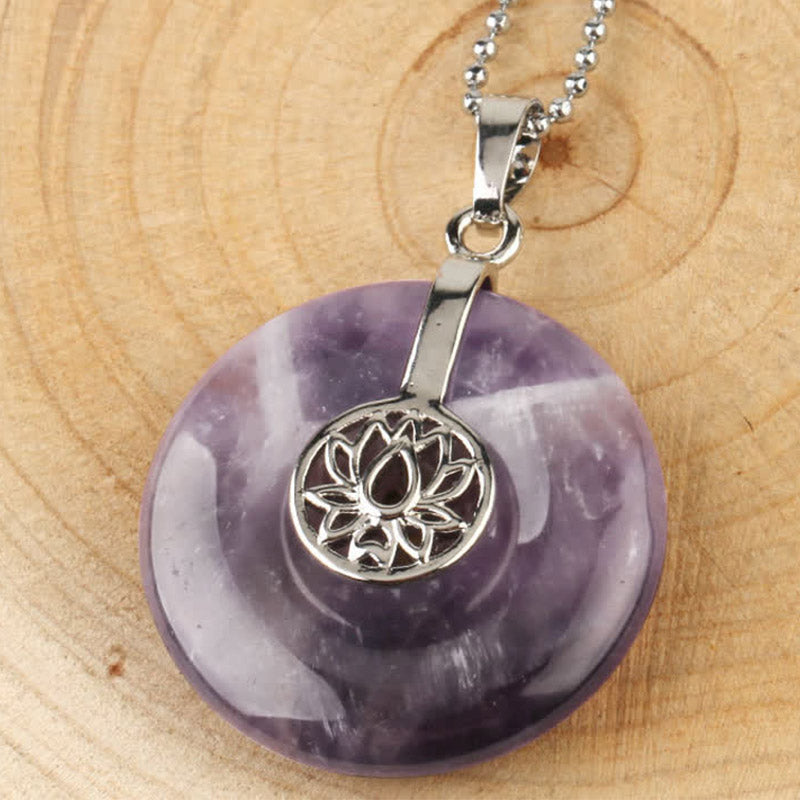 Nimara Ritual Various Crystal Amethyst Pink Crystal Lotus Healing Necklace Pendant