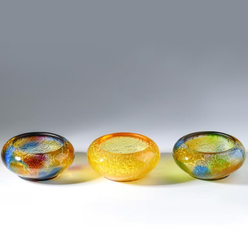 Nimara Ritual Handmade Liuli Crystal Treasure Bowl Ingots Art Piece Home Decoration