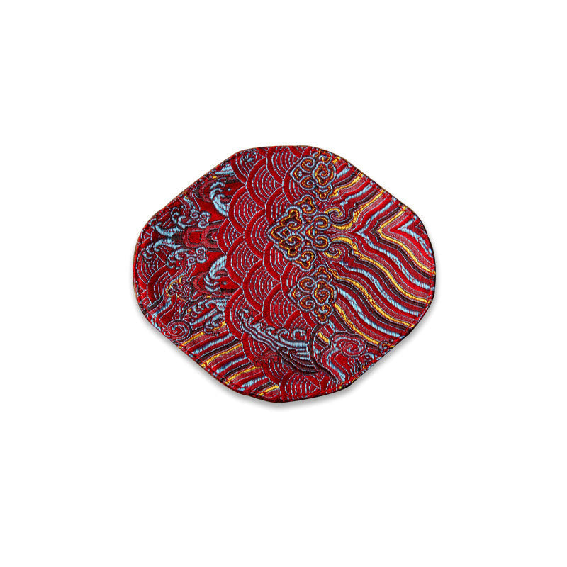Nimara Ritual Sea Wave Bamboo Plum Blossom Brocade Embroidery Cup Mat Pad Tea Cup Coaster Kung Fu Tea Mat